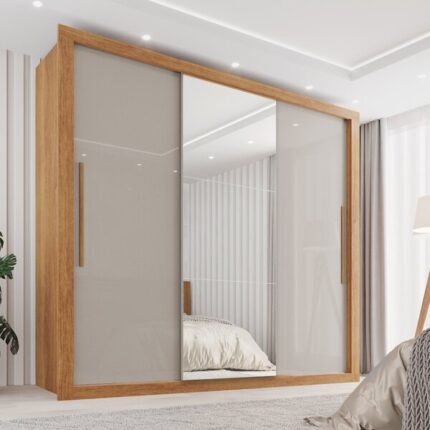 Guarda Roupa Casal 3 Portas Com Espelho 4 Gavetas Costa Rica