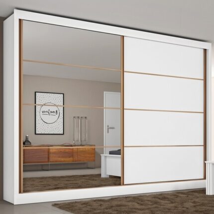 Guarda-roupa Casal Sevilha 2 Portas 6 Gavetas Espelhado Branco - Mademarques(pnr Base)